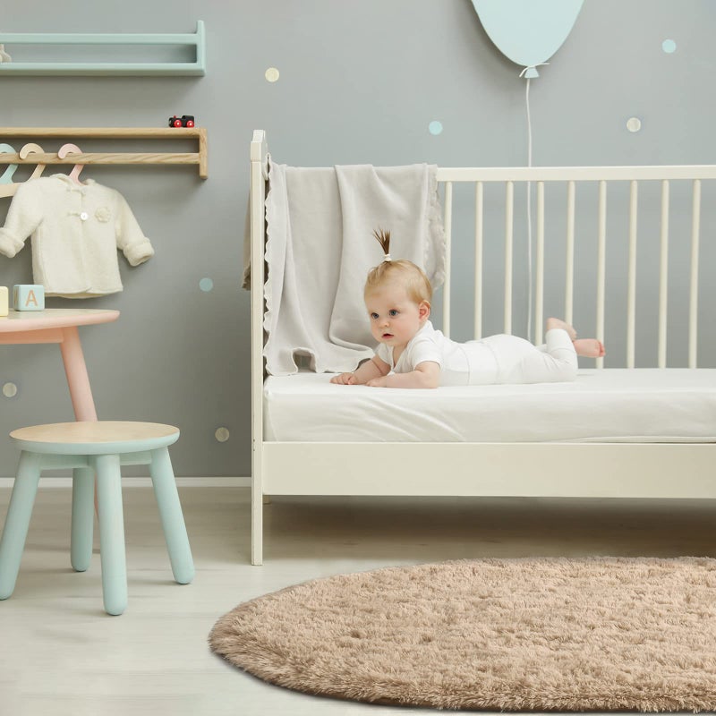 Softlife Fluffy Rugs for Bedroom  Shag Cute Area Rug for Girls and Kids Baby Room Home Decor Fall Decor  2.6 x 5.3 Feet Oval Indoor Carpet for Nursery Dorm Living Room  Camel - Image 5