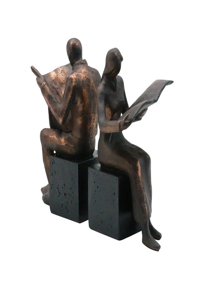 Lukitas Copper Newspaper Decorative Bookends, Heavy Duty Reader Book Ends Non-Slip, Vintage Home Décor Accessories for Study Office Deck Bookshelf, Resin, 1Pair/2Piece 8'' - Image 4