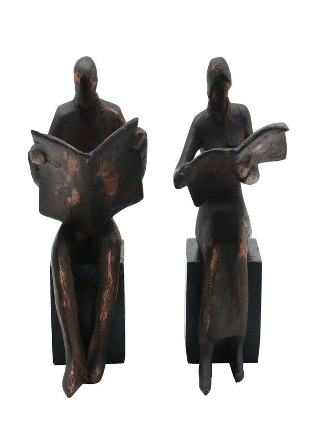Lukitas Copper Newspaper Decorative Bookends, Heavy Duty Reader Book Ends Non-Slip, Vintage Home Décor Accessories for Study Office Deck Bookshelf, Resin, 1Pair/2Piece 8'' - Image 5