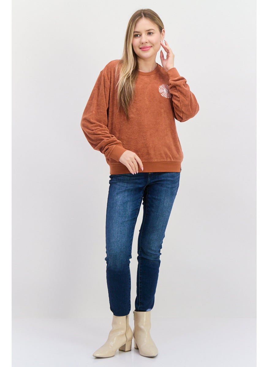 Women Crew Neck Embroidered Print Long Sleeves Sweatshirt, Rust - pzsku/Z9050951A39ECB174CD6DZ/45/_/1737642454/4a48d34d-e125-4e80-aa34-e397053bf803