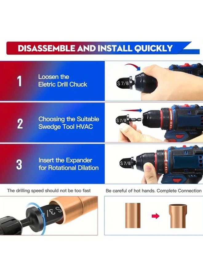 HVAC Swage Tool Kit 1 Set Copper Tube Expander Swager 1 4 to 7 8 Inch - Image 3