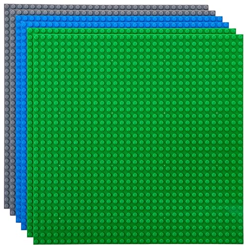 Strictly Briks Stackable Baseplates - 6 Pack Compatible with Lego & Major Brick Brands, 10 x 10 in with 32 x 32 Studs, Toy Building Plates Boards, Blue Grey Green - Image 1