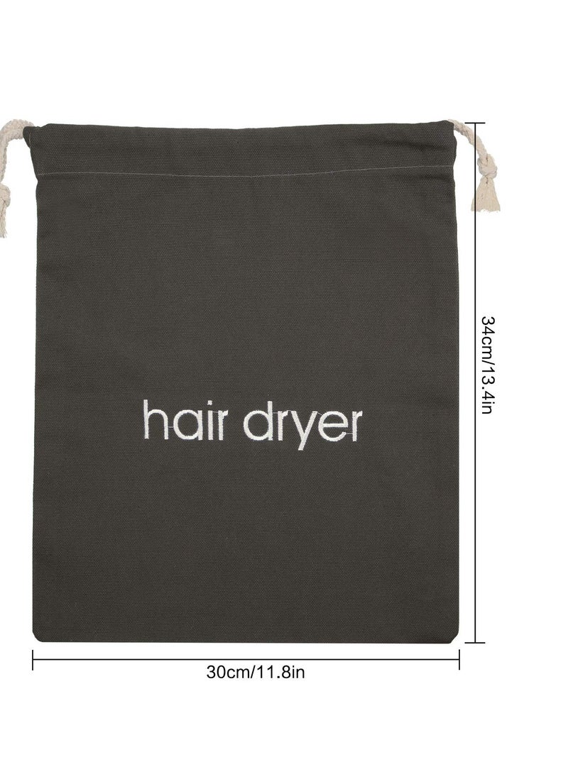 Bememo Hair Dryer Bags Drawstring Bag Container Hairdryer Bag, 11.8 by 13.8 Inch (Gray,Cotton) - Image 2
