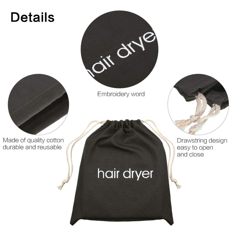 Bememo Hair Dryer Bags Drawstring Bag Hairdryer Container, 11.8 by 13.8 Inch(Cotton,Gray) - Image 3
