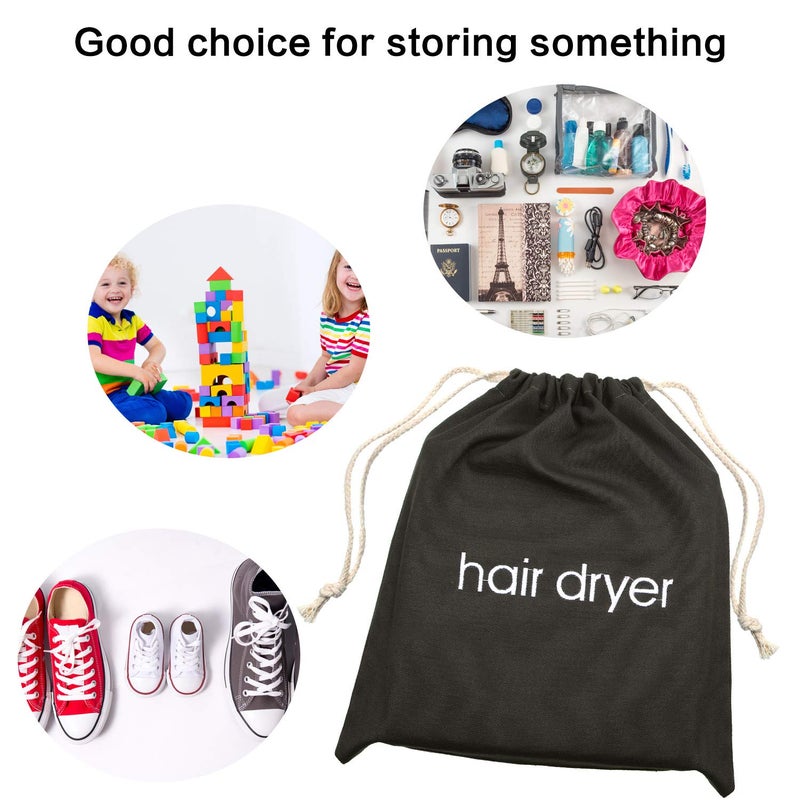 Bememo Hair Dryer Bags Drawstring Bag Hairdryer Container, 11.8 by 13.8 Inch(Cotton,Gray) - Image 5