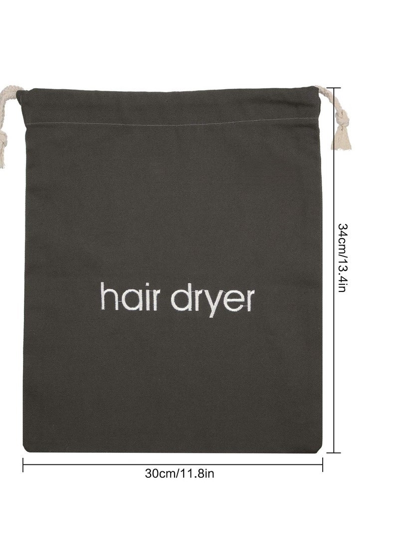 Bememo Hair Dryer Bags Drawstring Bag Container Hairdryer Bag, 11.8 by 13.8 Inch (Gray,Cotton)  - Image 2