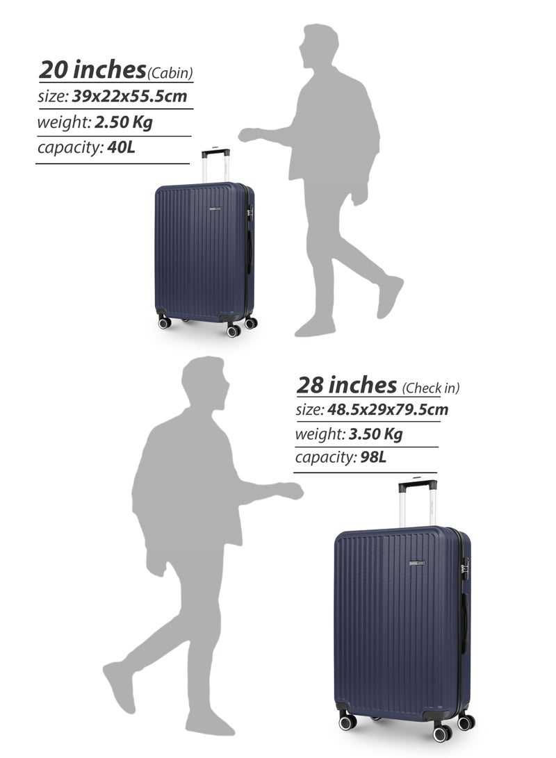 PARAJOHN Ridge 28-Inch Large ABS Hard Case Checked-In Luggage Trolley Bag – 30kg Capacity, 8 Spinner Wheels & Lock, Navy Blue - Image 5