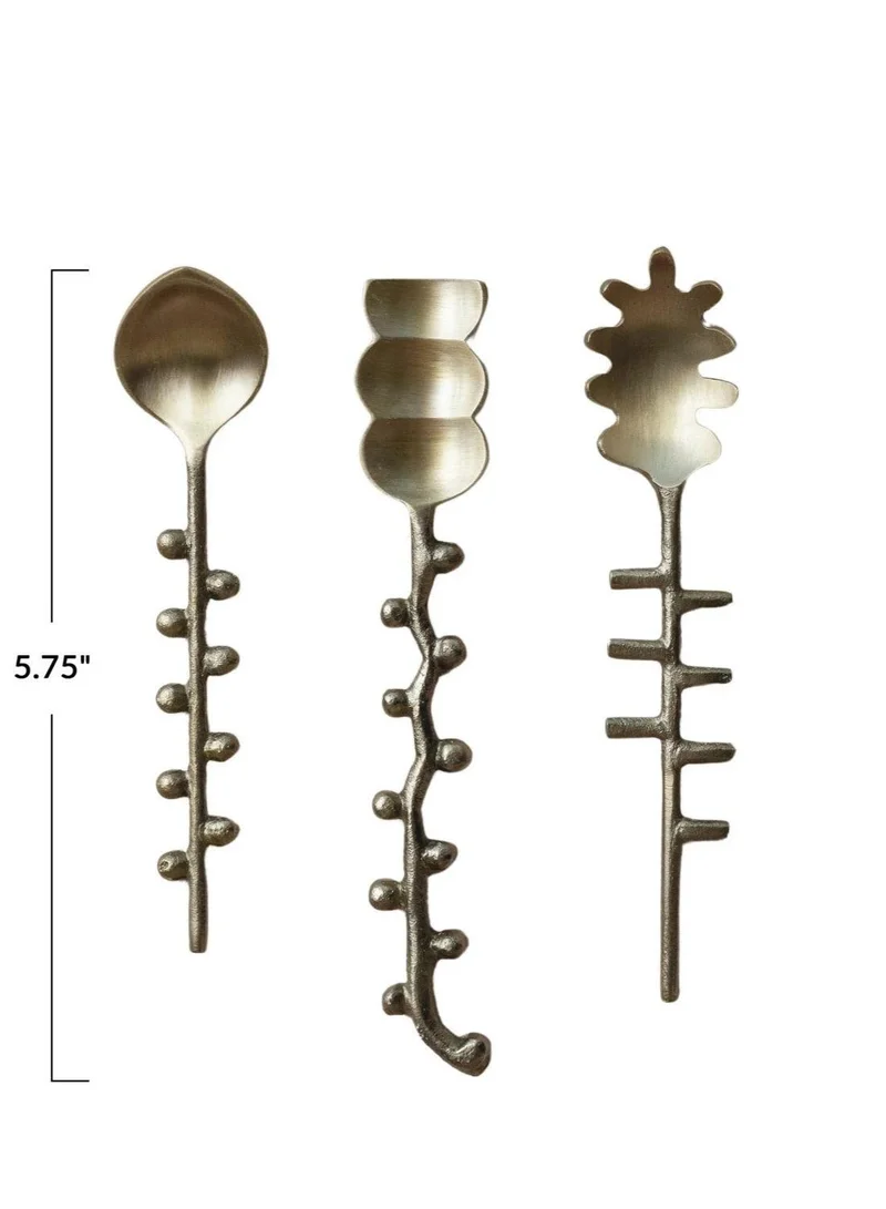 The Saffron Souk Hobnail Brass Spoon - Squiggle