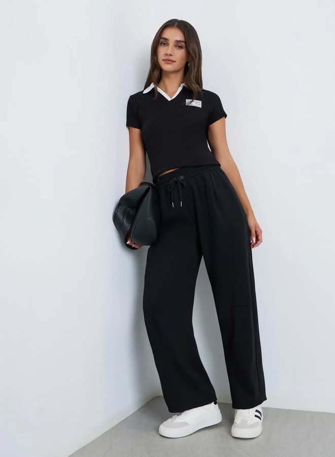 Women Black High-Rise Relaxed Fit Joggers