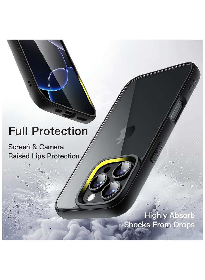 Case for iPhone 16 Pro 6.3-Inch, Shockproof Phone Bumper Cover, Solid Color Matte TPU Frame, Anti-Scratch Clear Back (Black) - Image 4