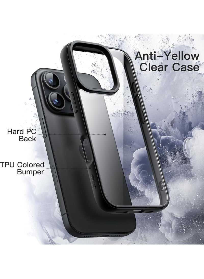 Case for iPhone 16 Pro 6.3-Inch, Shockproof Phone Bumper Cover, Solid Color Matte TPU Frame, Anti-Scratch Clear Back (Black) - Image 5