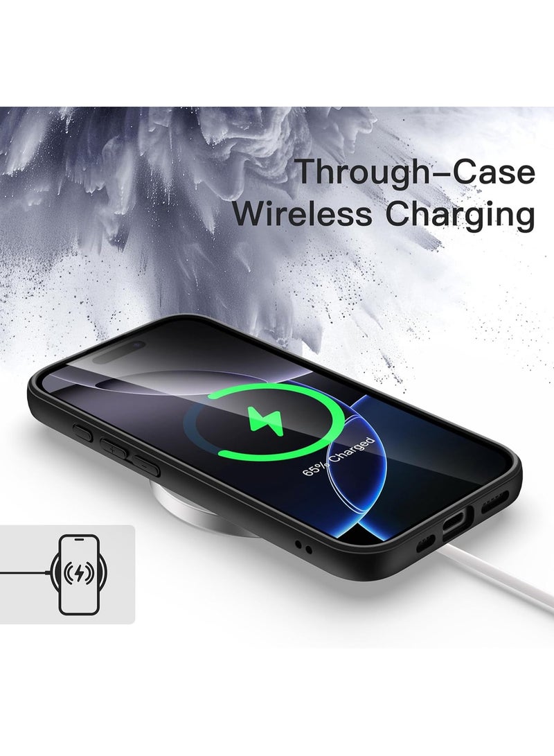 Case for iPhone 16 Pro 6.3-Inch, Shockproof Phone Bumper Cover, Solid Color Matte TPU Frame, Anti-Scratch Clear Back (Black) - Image 3