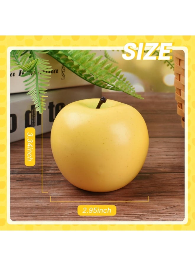 LATIFA Artificial Apples, 6 Pcs Bright Yellow Simulation Apples Fake Fruits for Home Kitchen Fruit Model Cabinet Decor Photography Props - Image 2