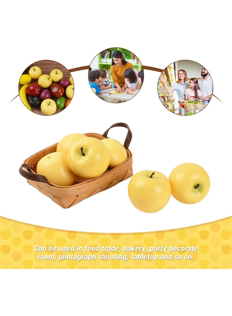 LATIFA Artificial Apples, 6 Pcs Bright Yellow Simulation Apples Fake Fruits for Home Kitchen Fruit Model Cabinet Decor Photography Props - Image 3