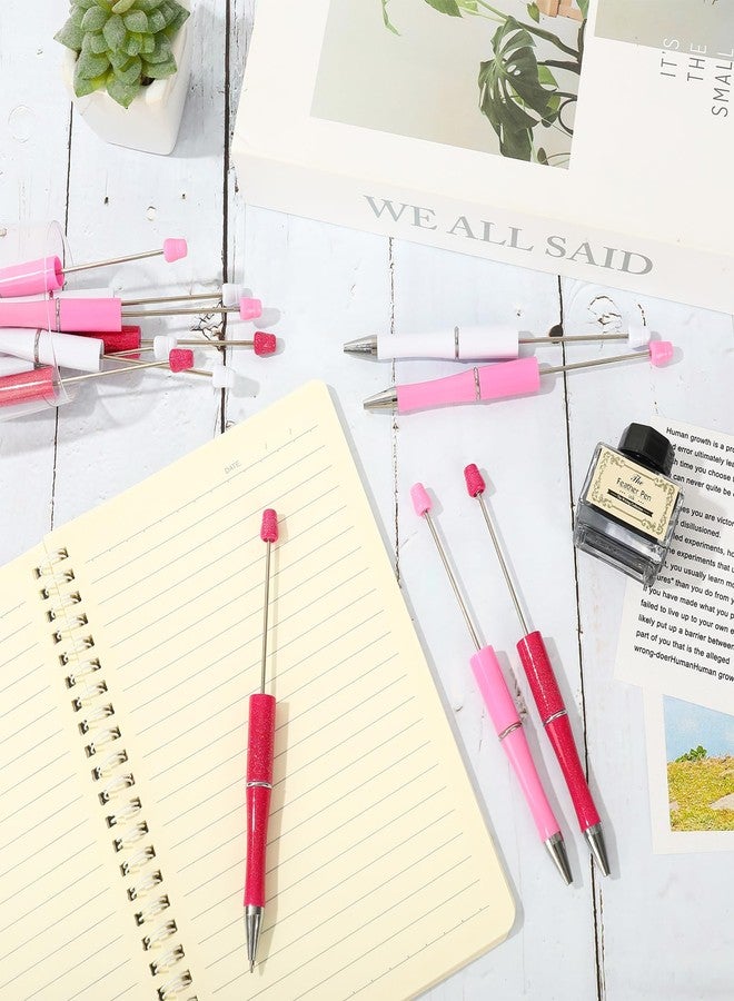Whaline 24Pcs Valentine Pink White Beaded Pens Bulk Red Pink White 3 Colors Ballpoint Pen Retractable Writing with Extra Refills for DIY Office School Supplies - Image 4