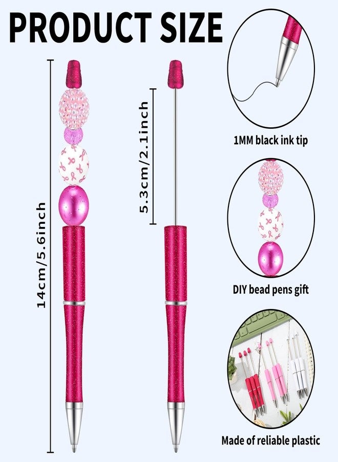 Whaline 24Pcs Valentine Pink White Beaded Pens Bulk Red Pink White 3 Colors Ballpoint Pen Retractable Writing with Extra Refills for DIY Office School Supplies - Image 2