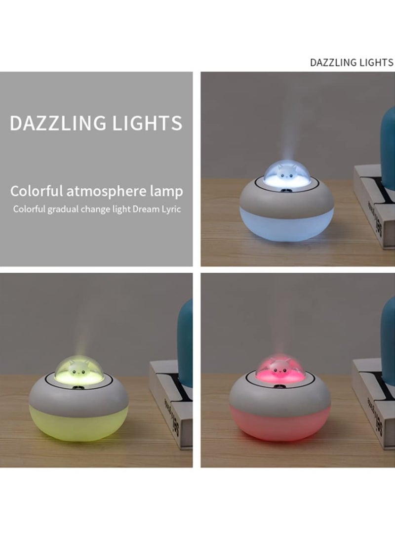 SOLARAE 300ml Mini Humidifiers for Home Car, Ultrasonic Quiet USB Desk Humidifier with 7 Colors Light, Waterless Auto-Off, Safe BPA Free for Baby Room Yoga Office Bedroom (White) - Image 4