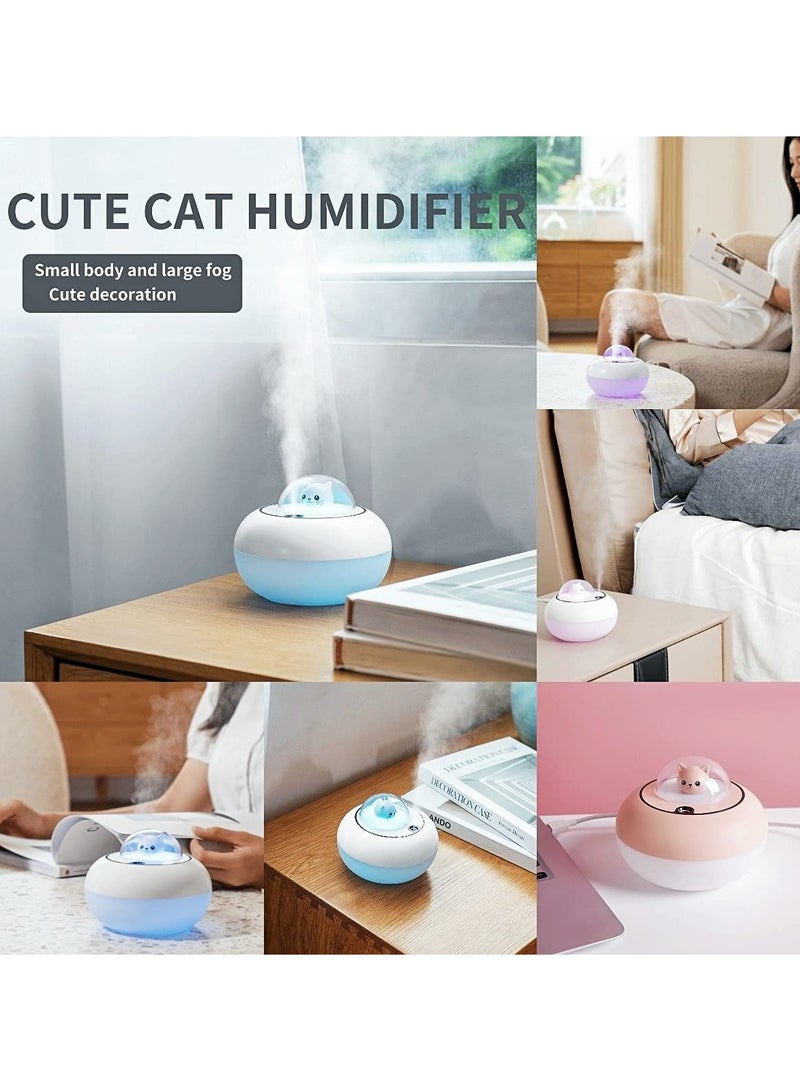 SOLARAE 300ml Mini Humidifiers for Home Car, Ultrasonic Quiet USB Desk Humidifier with 7 Colors Light, Waterless Auto-Off, Safe BPA Free for Baby Room Yoga Office Bedroom (White) - Image 5