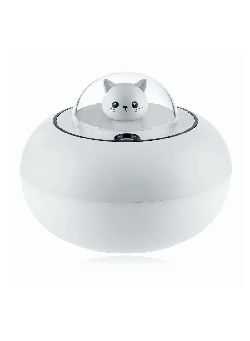 SOLARAE 300ml Mini Humidifiers for Home Car, Ultrasonic Quiet USB Desk Humidifier with 7 Colors Light, Waterless Auto-Off, Safe BPA Free for Baby Room Yoga Office Bedroom (White) - Image 1