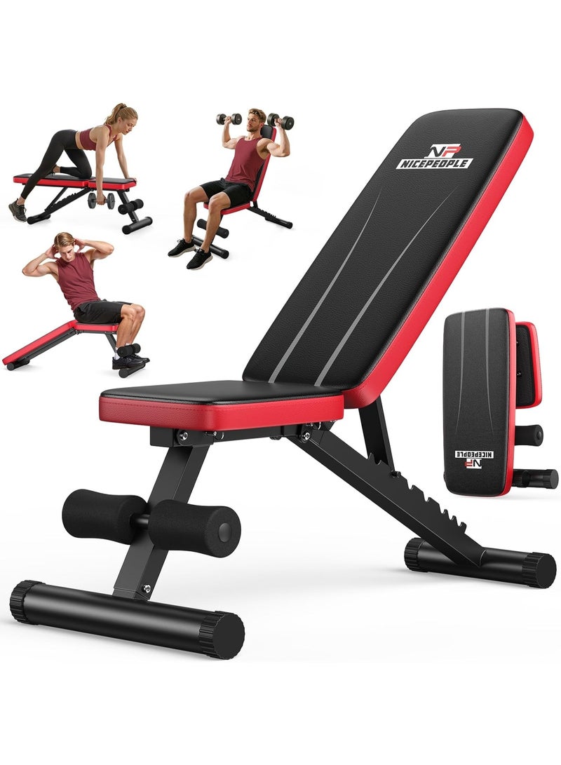 FEIERDUN NICEPEOPLE Foldable Basic Weight Bench for Home Gym, Full Body Workout Bench with 8 Backrest Positions, 660lbs Capacity, Adjustable Bench - Image 1