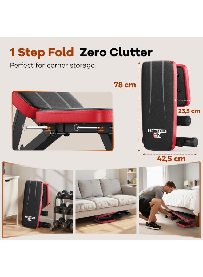FEIERDUN NICEPEOPLE Foldable Basic Weight Bench for Home Gym, Full Body Workout Bench with 8 Backrest Positions, 660lbs Capacity, Adjustable Bench - Image 3