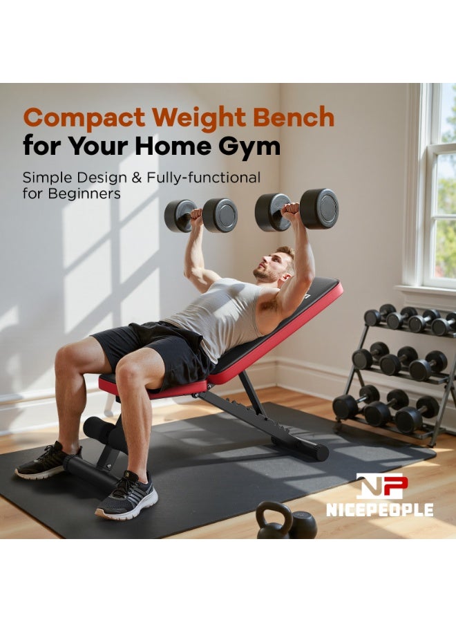 FEIERDUN NICEPEOPLE Foldable Basic Weight Bench for Home Gym, Full Body Workout Bench with 8 Backrest Positions, 660lbs Capacity, Adjustable Bench - Image 2