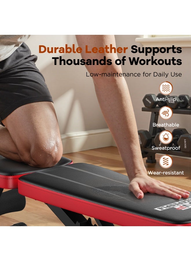 FEIERDUN NICEPEOPLE Foldable Basic Weight Bench for Home Gym, Full Body Workout Bench with 8 Backrest Positions, 660lbs Capacity, Adjustable Bench - Image 5