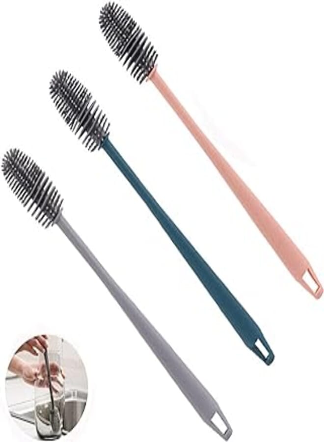 Silicone Cleaning Brush Long Handle Water Bottle Cleaning Brush Insulated Sports Water Bottle Cleaning Brush for Narrow Neck and Fold Bottles(2)