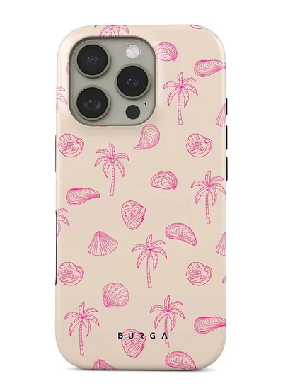 BURGA iPhone 16 Pro Case, 2 Piece Hard Shell + TPU Interior, Shock Absorption, All Port Accessible, Raised Bezel For Screen & Camera Protection, Never Fading HQ Print,Beach Please
