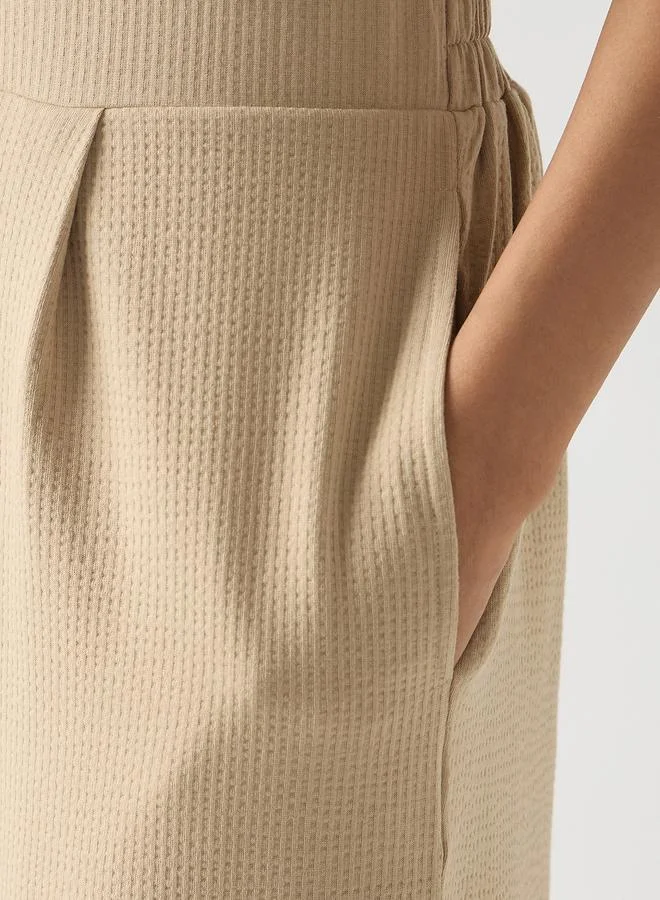 Femmella  Beige Cotton Knit Straight Fit Pants for Women | Best Price UAE