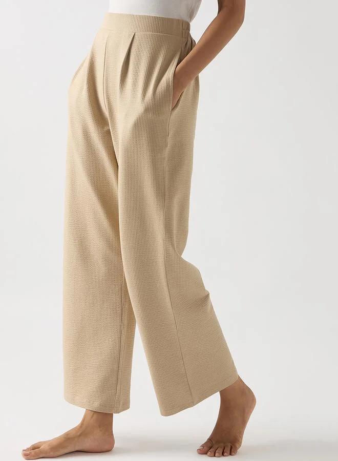 Femmella  Beige Cotton Knit Straight Fit Pants for Women | Best Price UAE