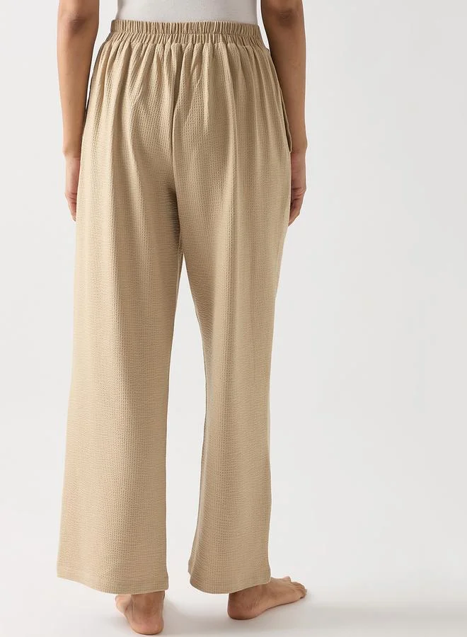 Femmella  Beige Cotton Knit Straight Fit Pants for Women | Best Price UAE