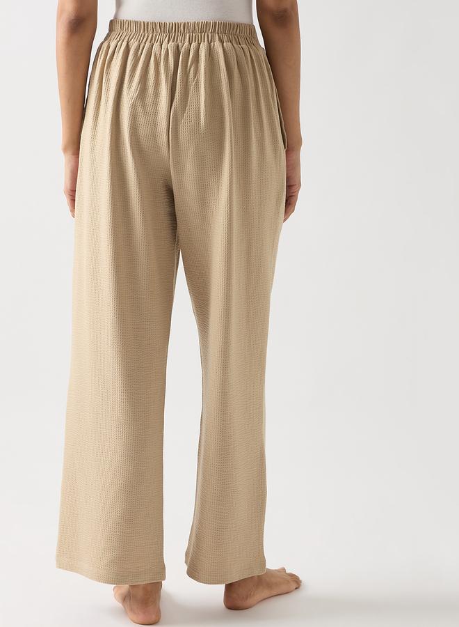 Femmella Beige Cotton Knit Straight Fit Pants - Image 3