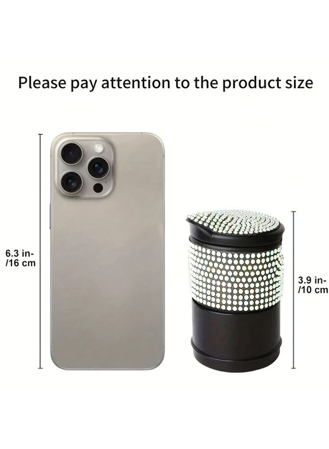 Black Diamond Encrusted Car Ashtray With Lid ABS Material Fits Cup Holders Easy Clean - Image 5