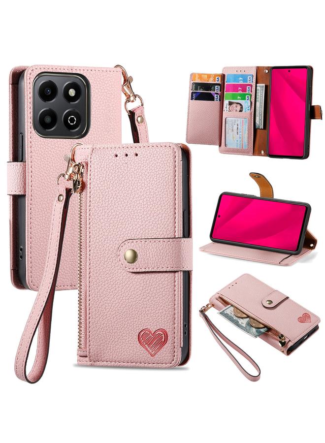 اس-توب جراب هاتف Honor 200 Smart Love مع سحاب وحزام جلدي - Image 1