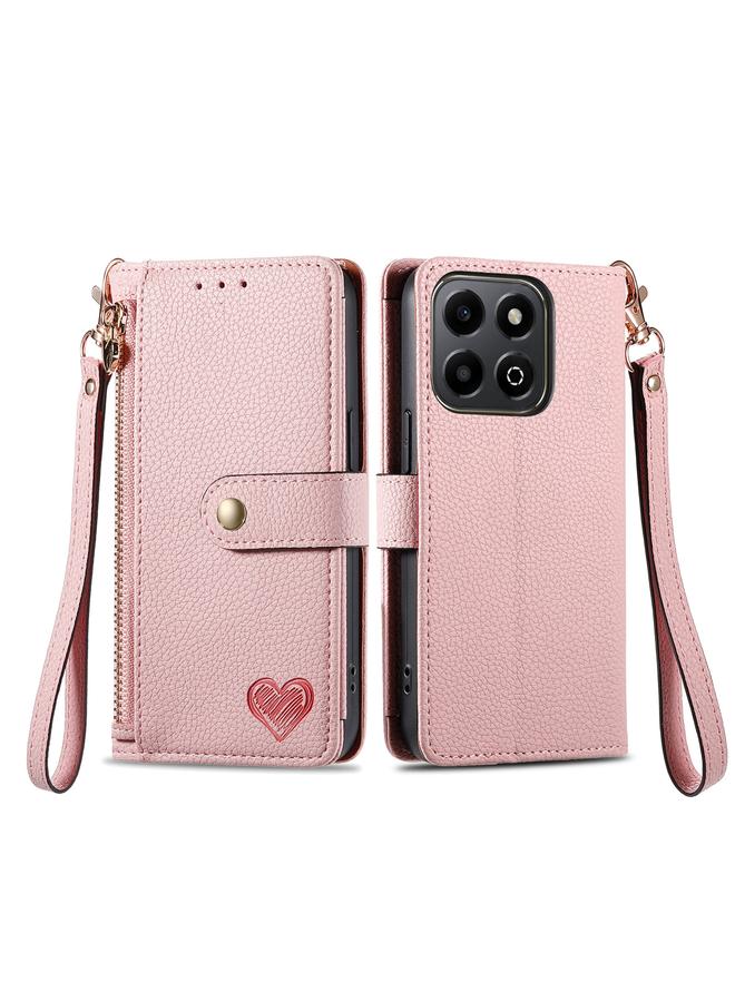 اس-توب جراب هاتف Honor 200 Smart Love مع سحاب وحزام جلدي - Image 2