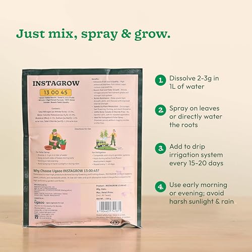 Ugaoo InstaGrow NPK 13:00:45 Fertilizer (250g) | High Potassium Water-Soluble Fertilizer for Fruit & Flower Quality | Boosts Yield & Sweetness - Image 5