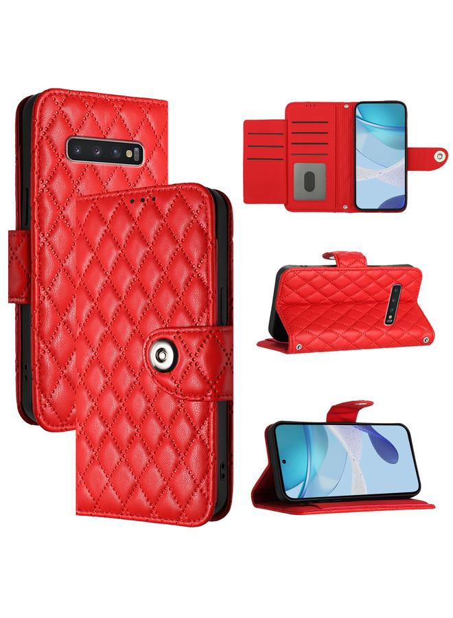 اس-توب جراب لهاتف Samsung Galaxy S10+ جراب هاتف جلدي قلاب بملمس معيني مع حبل - Image 1