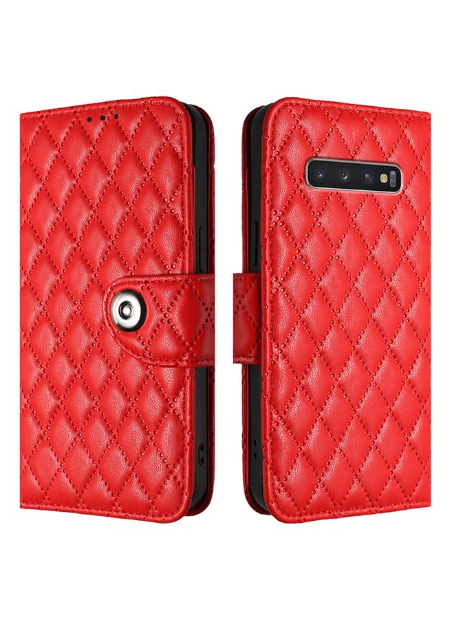 اس-توب جراب لهاتف Samsung Galaxy S10+ جراب هاتف جلدي قلاب بملمس معيني مع حبل - Image 2