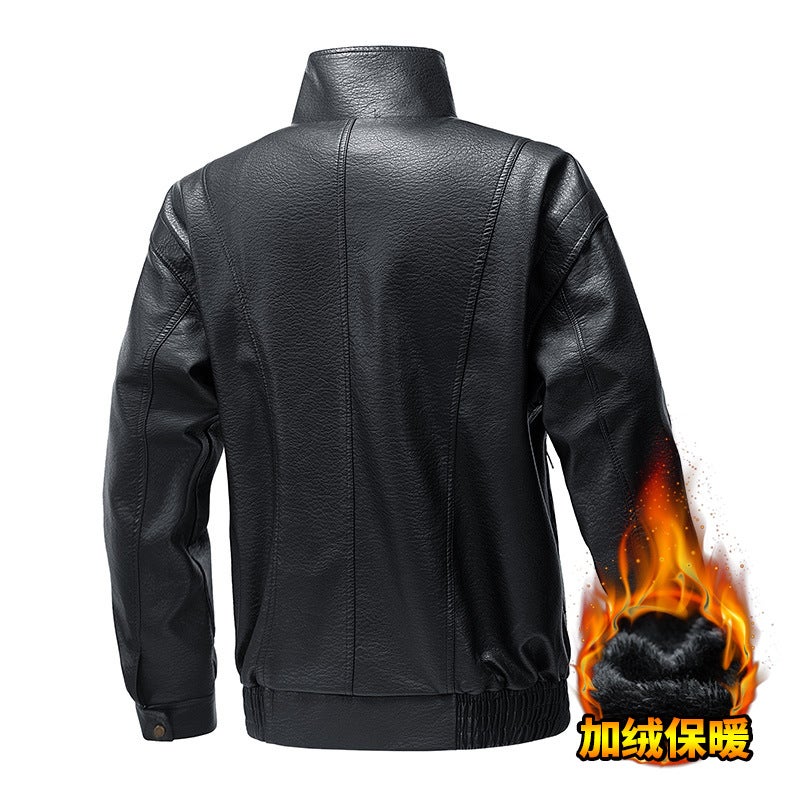 American Style Retro Leather Men'S Winter New Arrival Fleece-Lined Leather Casual Loose Jacket Jacket For Men - Image 5