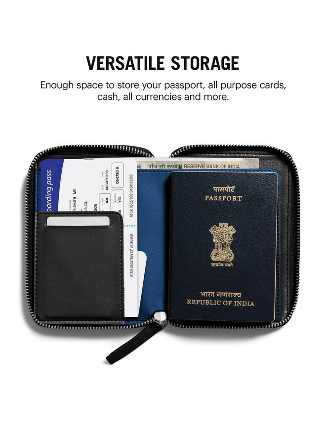 DailyObjects DailyObjects Check-in Travel Passport Wallet Cover for Men and Women | Passport Cover with Zip Around Closure Made of Vegan Leather | Passport Holder with Credit Debit Card Slots - Black  - Image 4
