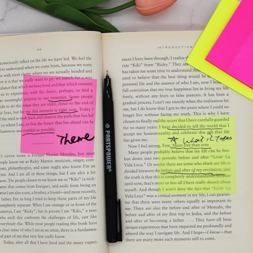 PARTSPOWER 400 Sheets Transparent Sticky Notes, 3x3 inch See Through Sticky Notes, Multi-Colors, for Reading Writing Notes Book Markers, Office School Supplies, 50 Sheets/Pad (8 Pads) - Image 5