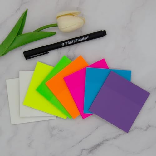 PARTSPOWER 400 Sheets Transparent Sticky Notes, 3x3 inch See Through Sticky Notes, Multi-Colors, for Reading Writing Notes Book Markers, Office School Supplies, 50 Sheets/Pad (8 Pads) - Image 2