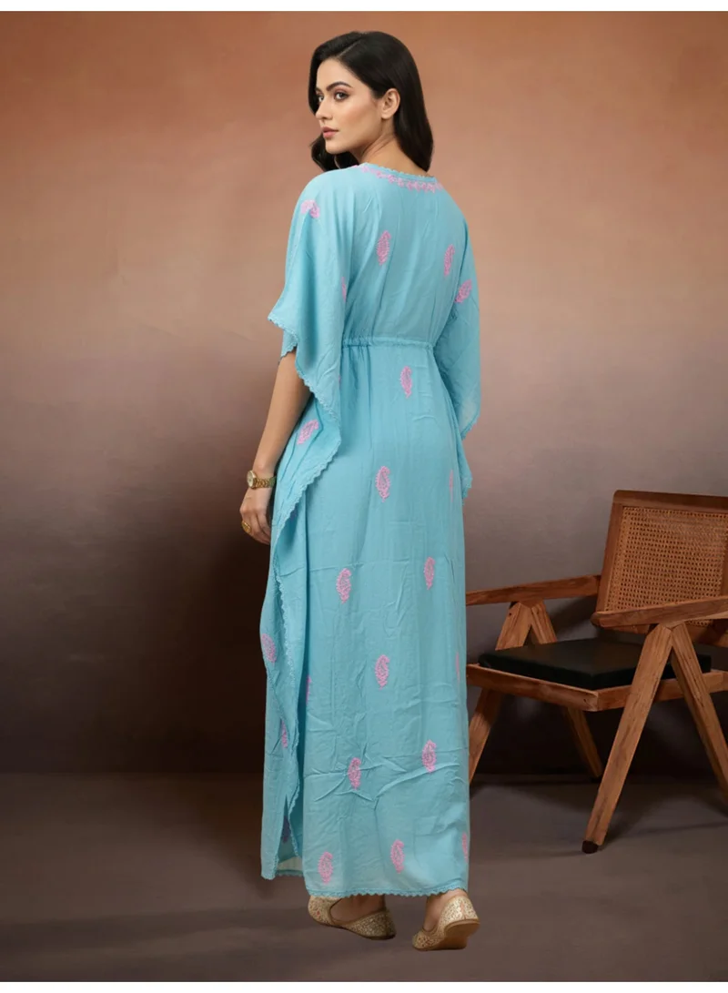Alaya Hand Embroidered Chikankari Rayon Kaftan-AL3474