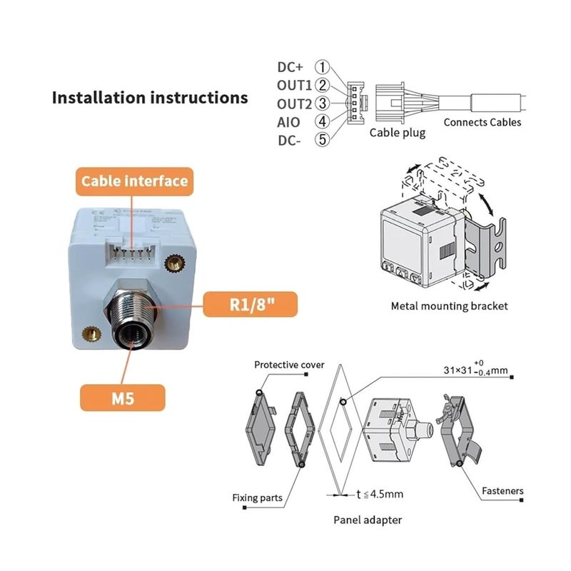 MS30 مقياس الضغط الرقمي عالي الدقة 100 كيلو باسكال 1 NPN قياس الهواء الفراغي - Image 5