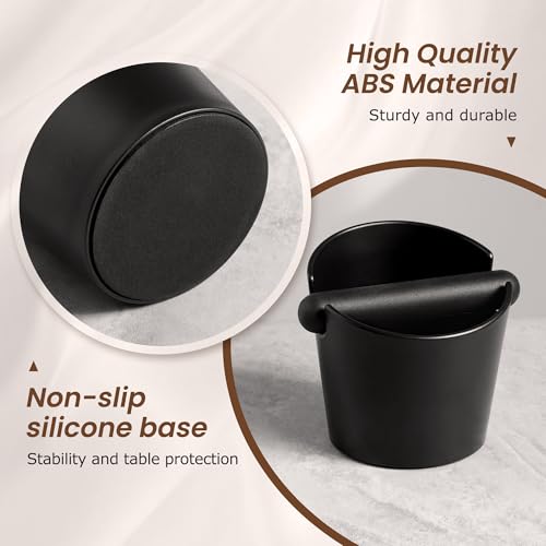 VEVOK CHEF Espresso Knock Box Coffee Knock Box Espresso Bucket Knock Coffee Ground Dump Bin with Removable Knock Bar Trash Can Non-Slip Base - Image 2