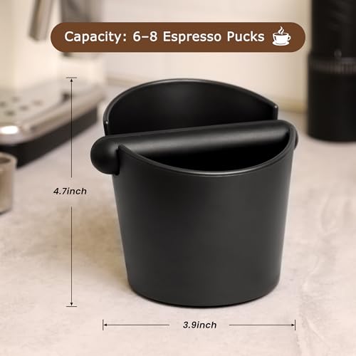 VEVOK CHEF Espresso Knock Box Coffee Knock Box Espresso Bucket Knock Coffee Ground Dump Bin with Removable Knock Bar Trash Can Non-Slip Base - Image 3