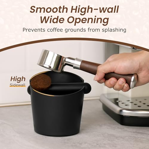 VEVOK CHEF Espresso Knock Box Coffee Knock Box Espresso Bucket Knock Coffee Ground Dump Bin with Removable Knock Bar Trash Can Non-Slip Base - Image 4