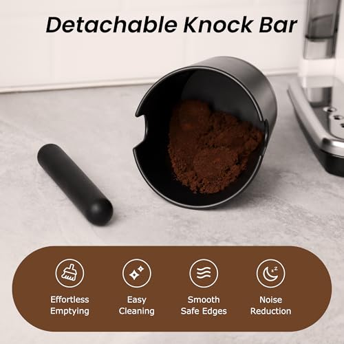 VEVOK CHEF Espresso Knock Box Coffee Knock Box Espresso Bucket Knock Coffee Ground Dump Bin with Removable Knock Bar Trash Can Non-Slip Base - Image 5