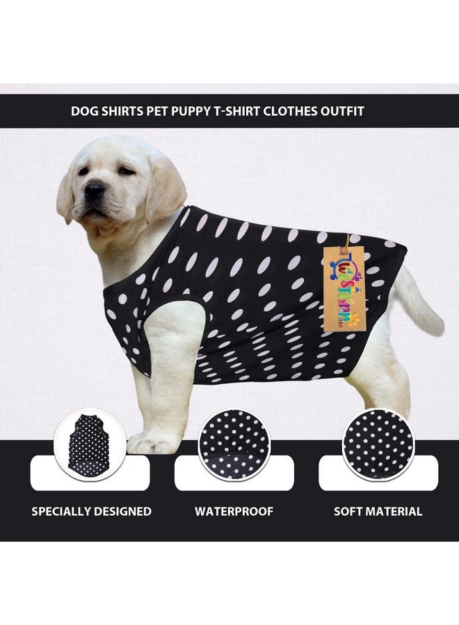 Western Era Funky Soft Cotton Dog T-Shirt | Comfortable & Breathable Dog Clothing | Sleeveless Vest Puppy Outfit |(Polka Black) (Medium) (16Inches) - Image 3